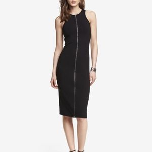 Express NWT black stretch midi dress with full zip